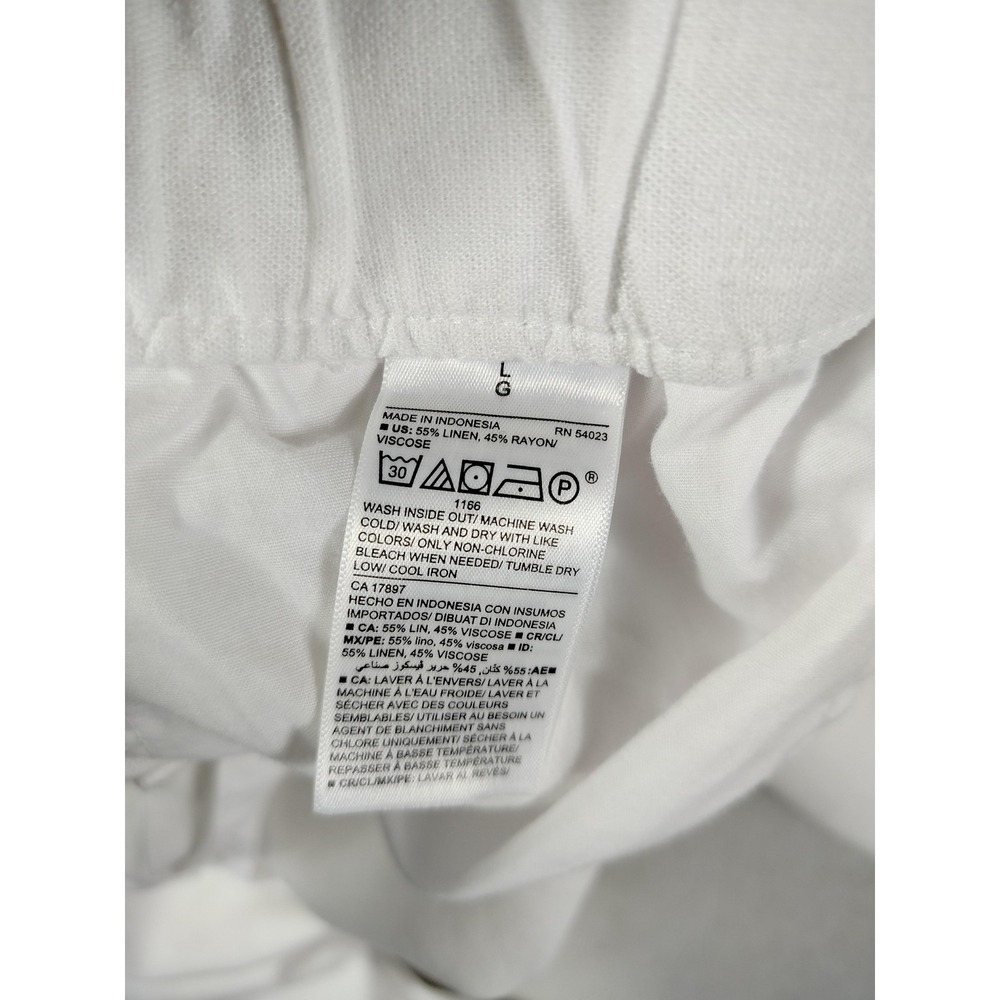 Old Navy Pants Womens Large White Linen Blend Wide Leg High Rise Drawstring - Picture 4 of 11